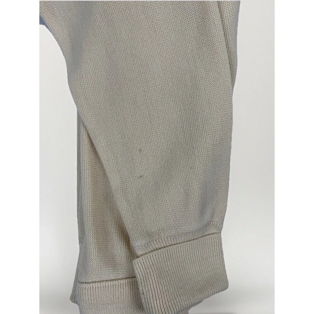 Vintage IZOD Cardigan Sweater L Made In USA Cream Knit‎ Crest Logo Preppy 80’s